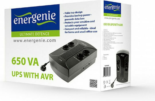 Energenie EG-UPS-001 UPS Line-Interactive 650VA 390W με 4 Schuko Πρίζες