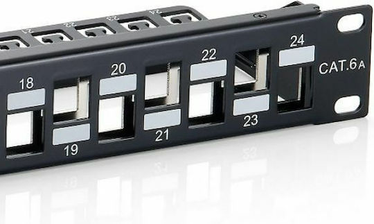 Equip Patch Panel Keystone για Rack 1U 19" 24 Θυρών cat6a Μαύρο