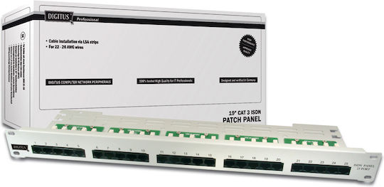 Digitus Τηλεφωνικό Patch Panel για Rack 1U 19" 24 Θυρών Λευκό