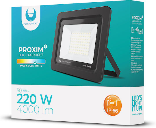 Forever Light Στεγανός Προβολέας LED 50W Ψυχρό Λευκό 6000K IP66