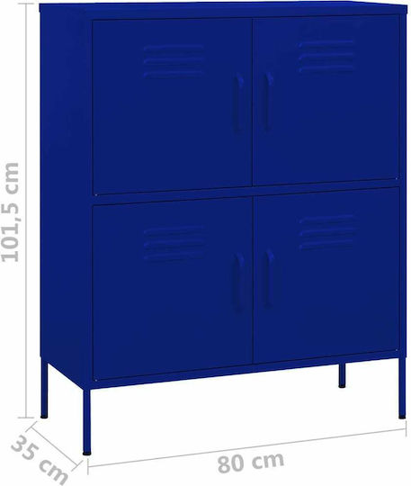 Metallisches Büroaufbewahrungsschubladenschrank Nautikblau 80x35x101,5cm