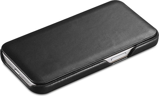iCarer Curved Edge Vintage Book Δερμάτινο Μαύρο (iPhone 13 Pro)