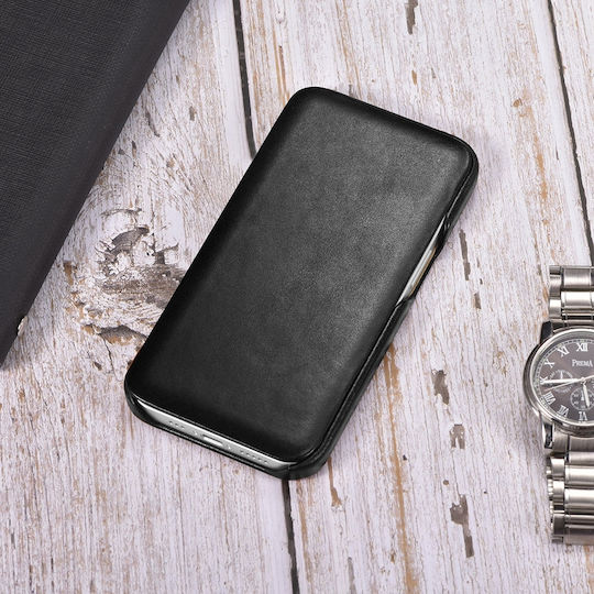 iCarer Curved Edge Vintage Book Δερμάτινο Μαύρο (iPhone 13 Pro)