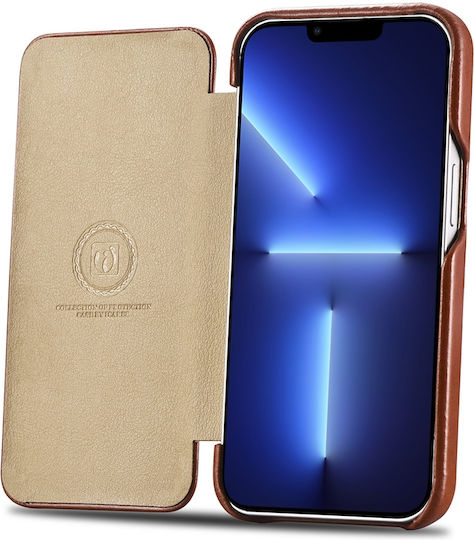 iCarer Curved Edge Vintage Book Δερμάτινο Καφέ (iPhone 13 Pro Max)