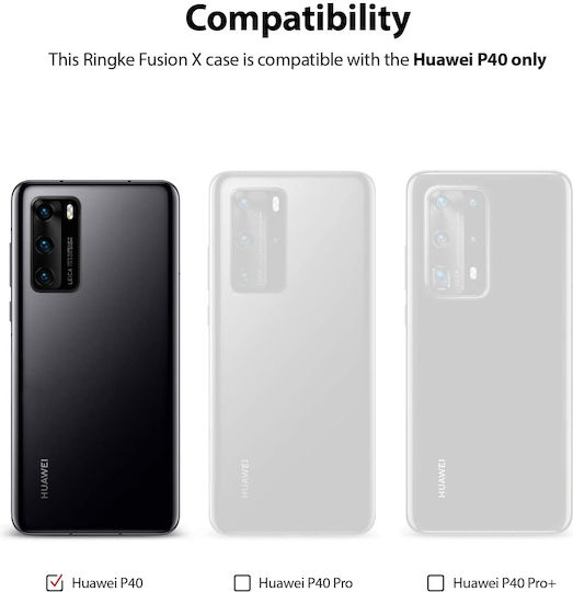 Ringke Fusion-X Back Cover Plastic 2mm with Strap Turquoise (Huawei P40)