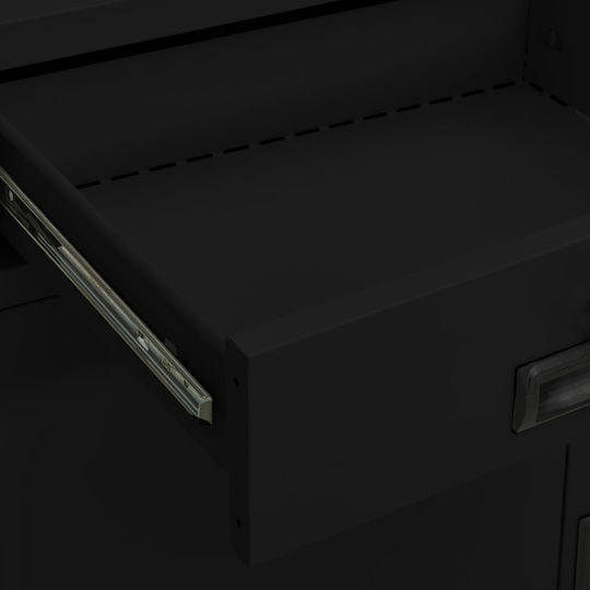 Метален Офисен Шкаф С Ключалка Черен 90x40x102см