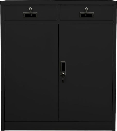 Метален Офисен Шкаф С Ключалка Черен 90x40x102см
