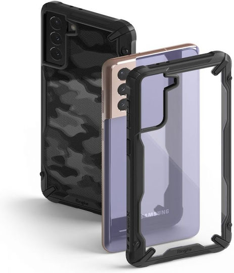 Ringke Fusion X Back Cover Plastic / Silicone Set with Glass Black (Galaxy S21+)