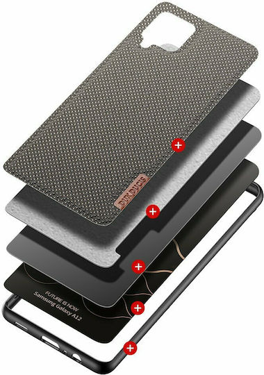 Dux Ducis Fino Back Cover Σιλικόνης / Υφασμάτινο με Λουράκι Χακί (Galaxy A12)