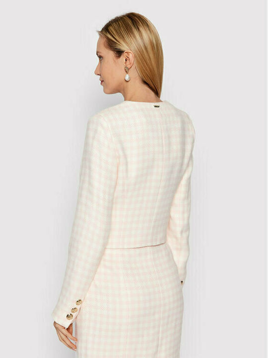 Guess Scurt Blazer pentru femei Tweed Sacou Roz