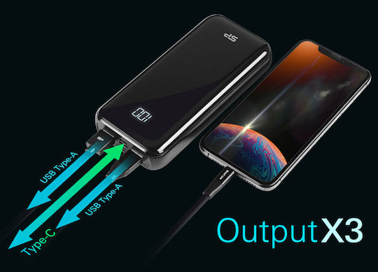 Silicon Power QS28 Power Bank 20000mAh 18W with 2 USB-A Output Ports and USB-C Power Delivery Quick Charge Black