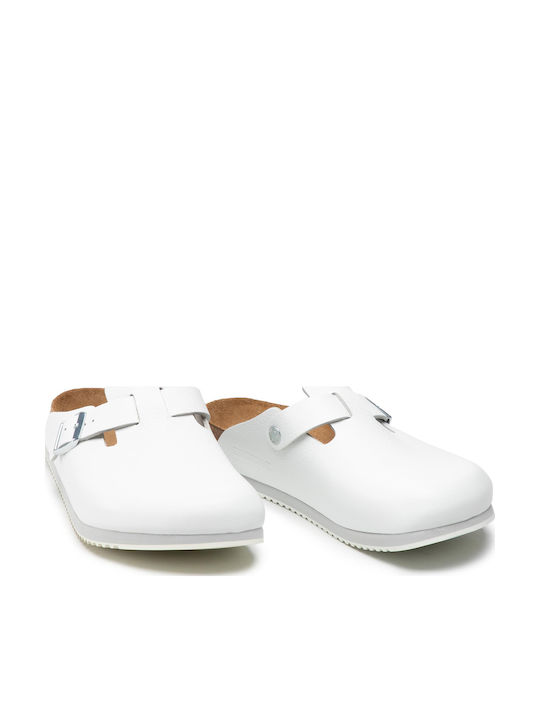 Birkenstock Boston SL Leather Anatomic Clogs White