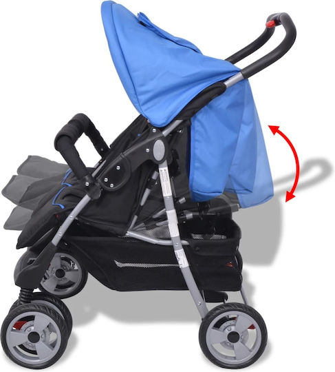 vidaXL Double Stroller Suitable from 6+ Months Blue & Black