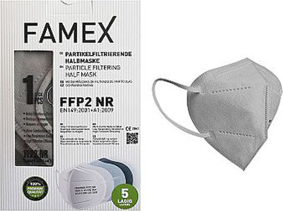 Famex Disposable Protective Mask FFP2 Particle Filtering Half NR Gray 20pcs