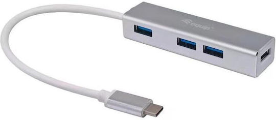 Equip USB Хъб 4 Порта USB 3.0 с USB-C Сребрист