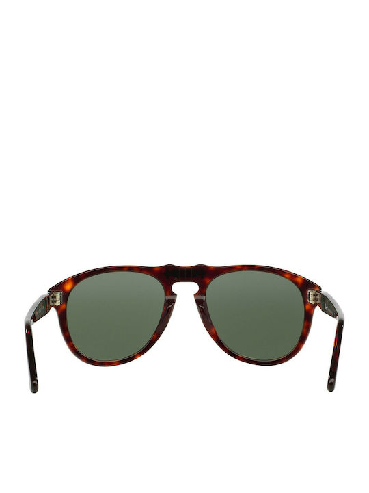 Persol Unisex Sunglasses with Brown Tartaruga Plastic Frame and Green Lens PO0649S 24/31