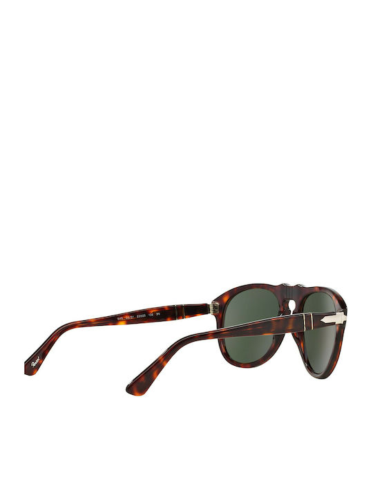 Persol Unisex Sunglasses with Brown Tartaruga Plastic Frame and Green Lens PO0649S 24/31