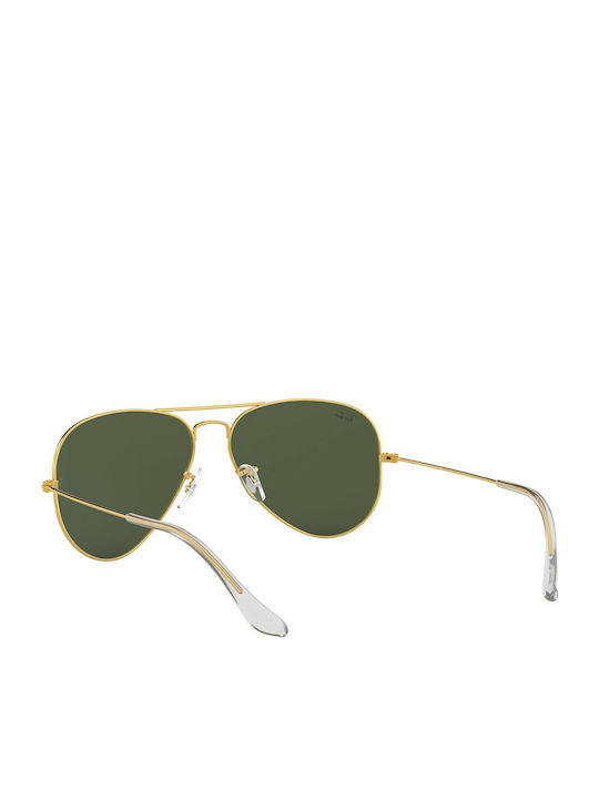 Ray Ban Aviator Unisex Sunglasses with Gold Metal Frame and Green Lens RB3025 001