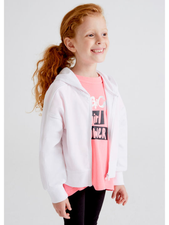 Mayoral Girls Hooded Sweatshirt with Zipper White