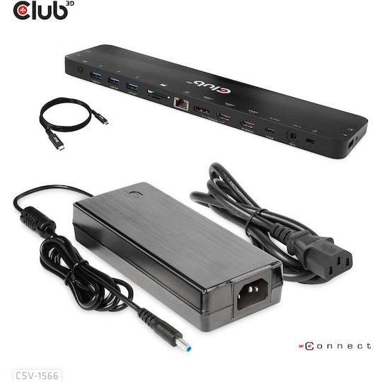Club3D USB-C Docking Station με HDMI/DisplayPort 4K PD Ethernet Μαύρο (CSV-1566)