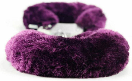 Lovetoy Fetish Pleasure Furry Metal Handcuffs Χειροπέδες Purple