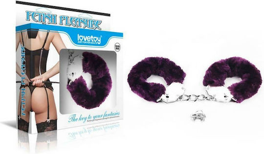 Lovetoy Fetish Pleasure Furry Metal Handcuffs Χειροπέδες Purple