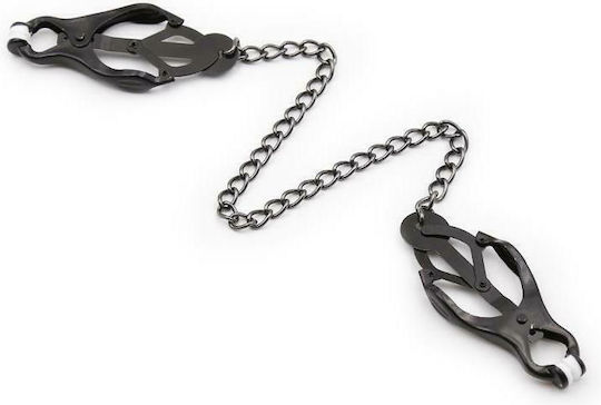 Fetish Addict Japanese Nipple Clamps with Chain Щипки за Зърна Black