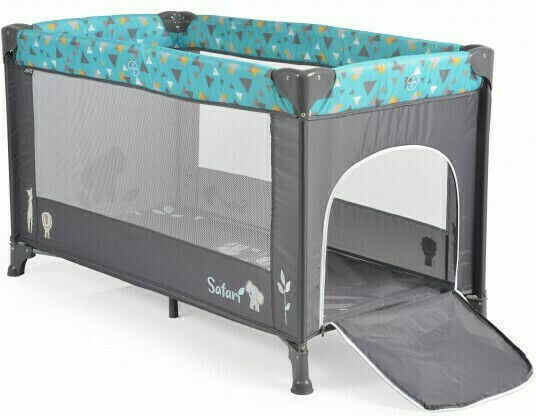 Moni Safari Παρκοκρέβατο με Στρώμα Grey-Turquoise 125x65cm