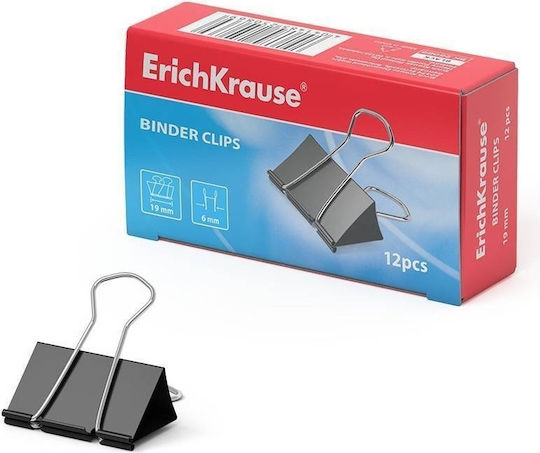 ErichKrause Metallic Clips 19mm Black 12pcs