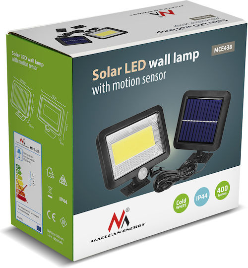 Maclean Energy Waterproof Solar LED Floodlight 5W Cold White 6000K with Motion Sensor IP44