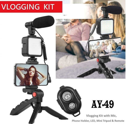 Factory Live Streaming Set AY-49 Selfie Stick Cell Phone Tripod Bluetooth With Black Lighting