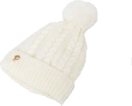 CP-07 Căciulă Pom Pom Pentru Femei Albă