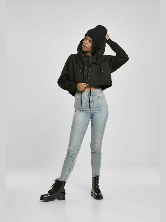 TB3018 Women's Cropped Hooded Cardigan Black