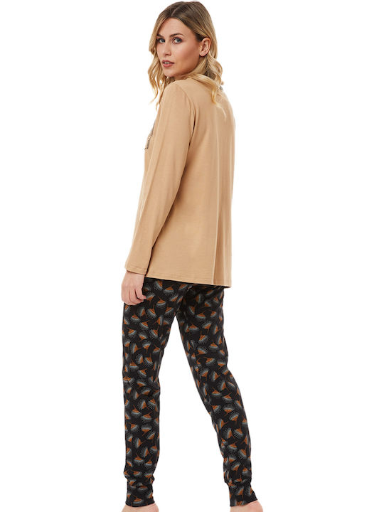Minerva Winter Women's Pyjama Set Brown