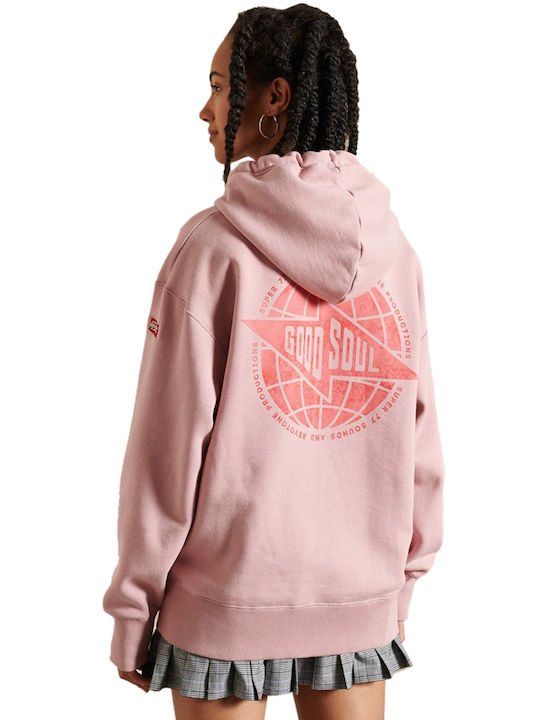 Superdry Women's Long Hooded Sweatshirt Pink
