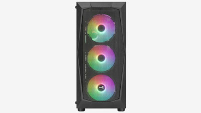 Aerocool Falcon-A-BK-V1 Gaming Midi Tower Computer Case with Window Panel and RGB Lighting Black