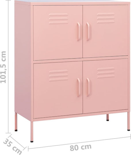Метален Офисен Шкаф Розов 80x35x101.5см