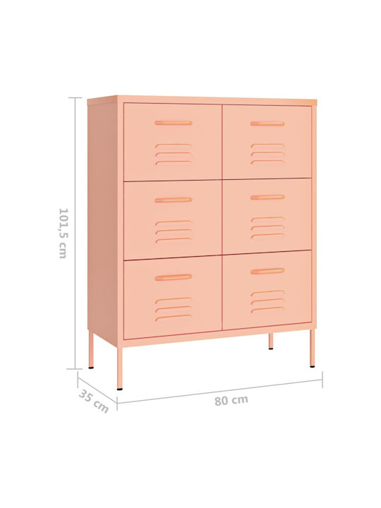 Чекмеджета Офис Метална Pink 80x35x101.5см