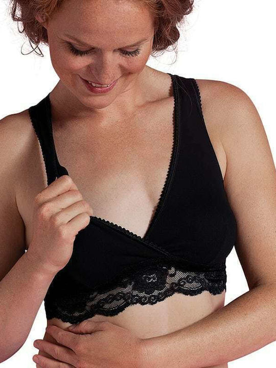 Carriwell Crossover Cotton Maternity & Nursing Sports Bra Wrapped Black