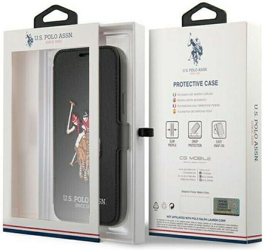 U.S. Polo Assn. Embroidery Collection Book Δερμάτινο Μαύρο (iPhone 12 Pro Max)