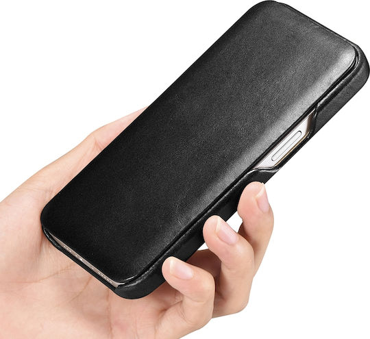 iCarer Curved Edge Vintage Book Δερμάτινο Μαύρο (iPhone 13 mini)