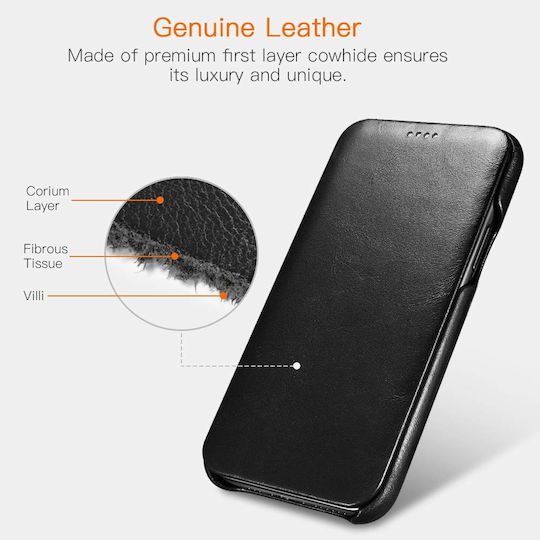 iCarer Vintage Folio Book Δερμάτινο Μαύρο (iPhone 11 Pro Max)
