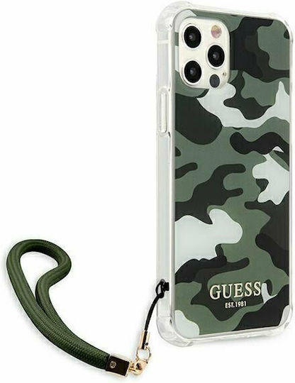 Guess Camo Back Cover Σιλικόνης με Λουράκι Χακί (iPhone 12 Pro Max)
