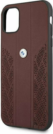 BMW Leather Curve Perforate Задна корица Кожа / Пластмаса Червен (iPhone 11)