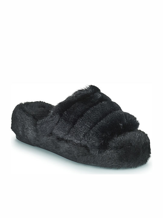 Papuci de Damă de Iarnă cu Blană Negre