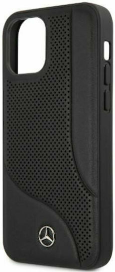Mercedes-Benz Hardcase Leather Perforated Umschlag Rückseite Leder Schwarz (iPhone 12 Pro Max)