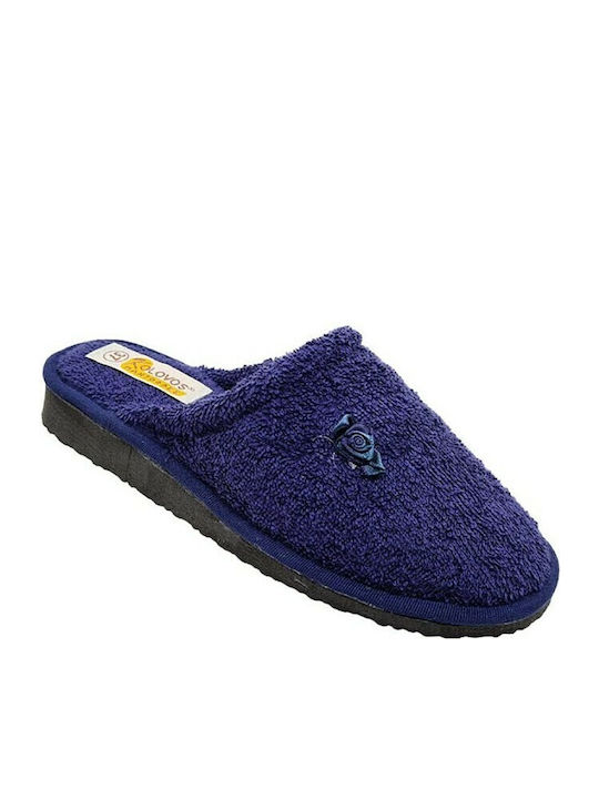 Frottee Winter Damen Hausschuhe Marineblau