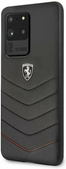 Ferrari Heritage Umschlag Rückseite Leder Schwarz (Galaxy S20 Ultra)