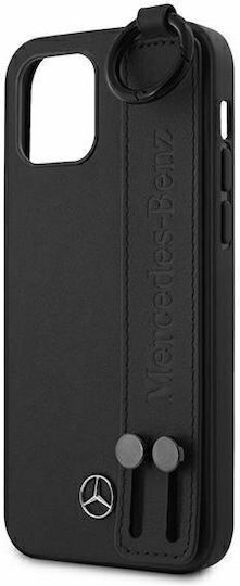 Mercedes-Benz Leather Hand Strap Back Cover Plastic / Piele Negru (iPhone 12 mini)