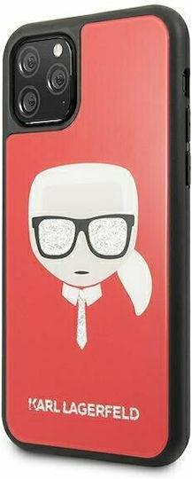 Karl Lagerfeld Iconic Glitter Karl`s Head Back Cover Plastic Red (iPhone 11 Pro Max)